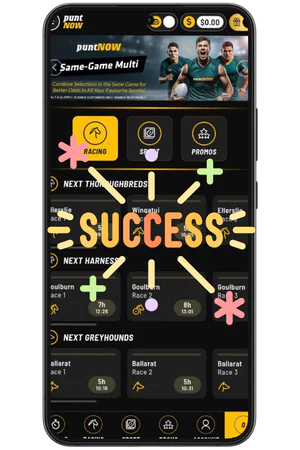 Successful PuntNow account confirmation screen after email verification completed